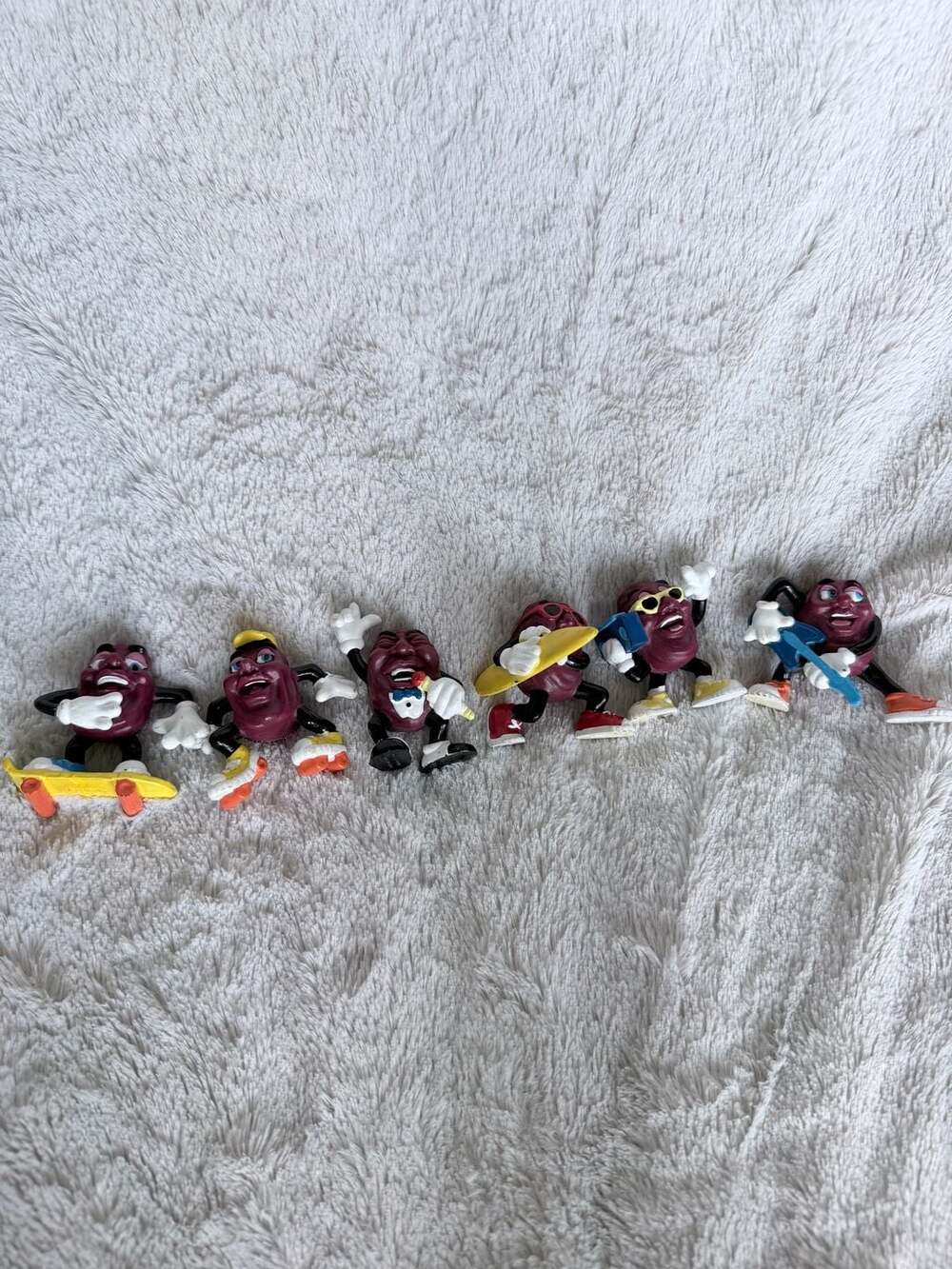 Vintage Calrab 1988 The California Raisins Figures Lot Of 6 Toys Plush Figurine